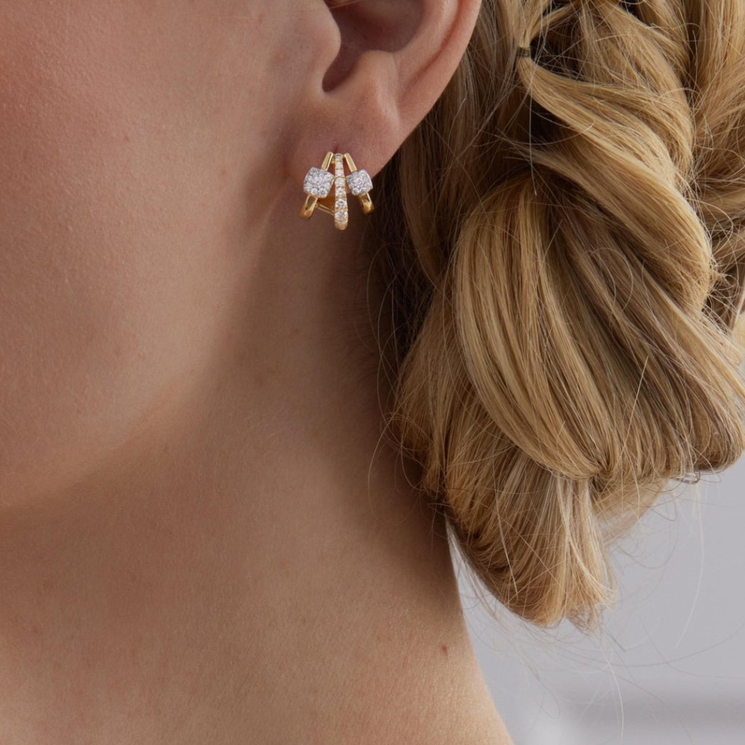 0.75 TCW Round Moissanite Diamond Ear Cuff Earrings