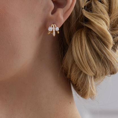 0.75 TCW Round Moissanite Diamond Ear Cuff Earrings