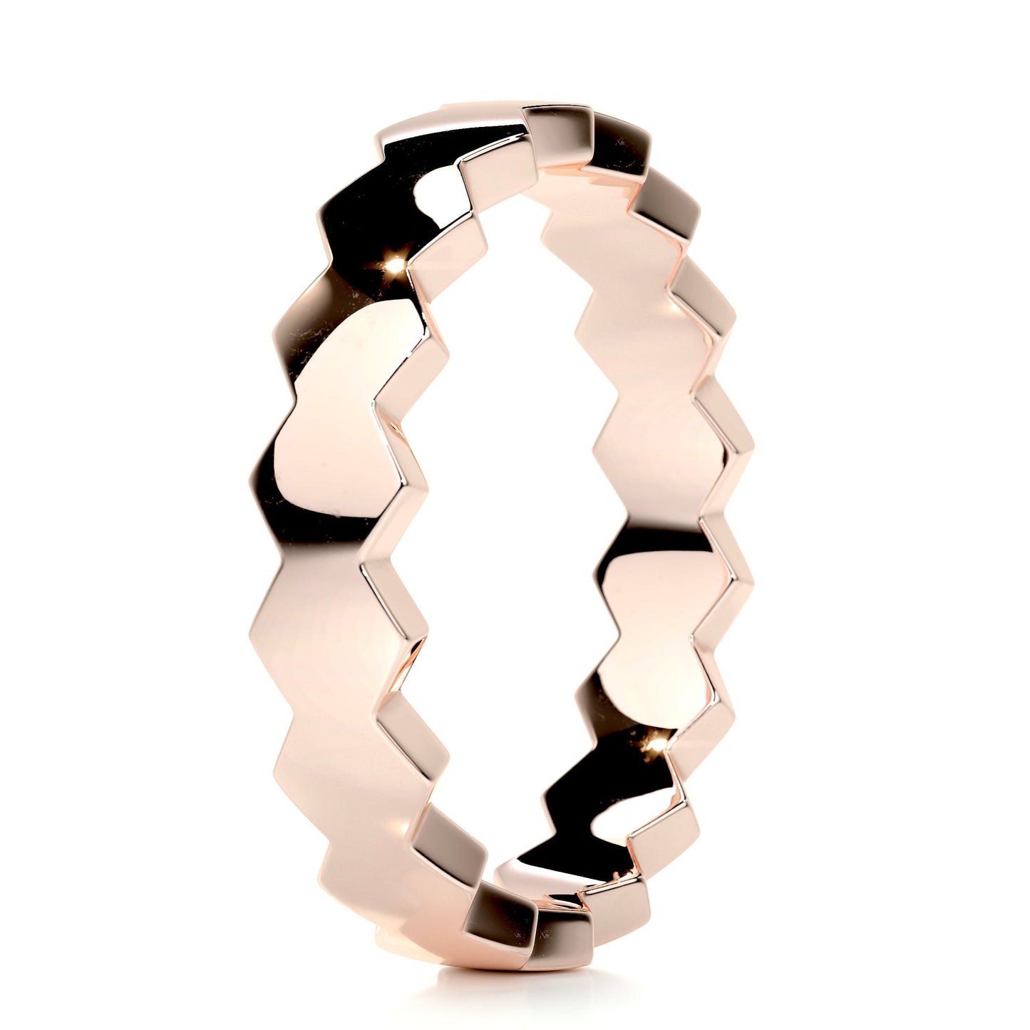 Hexagon Form Polished Finish Classic Men's Band - farrellouise