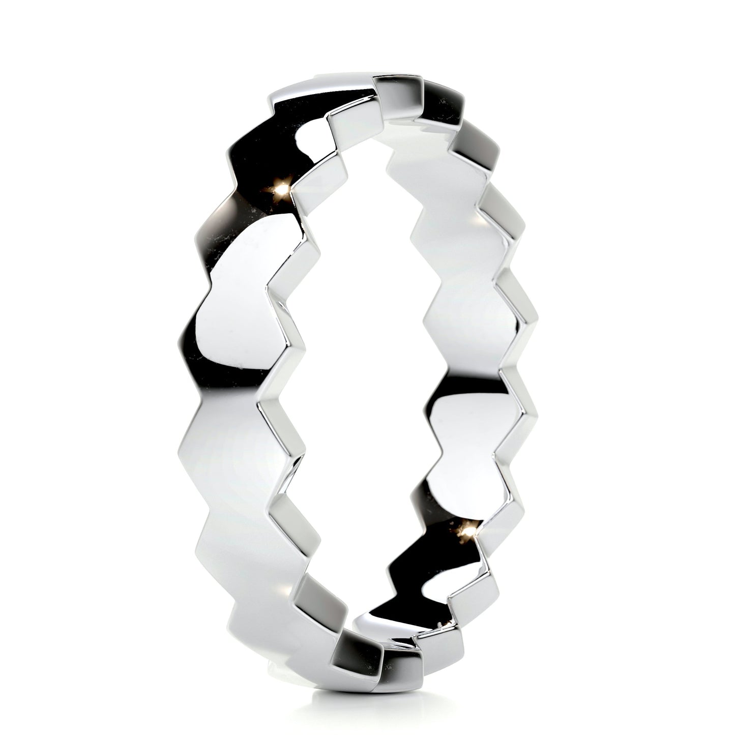 Hexagon Form Polished Finish Classic Men's Band - farrellouise