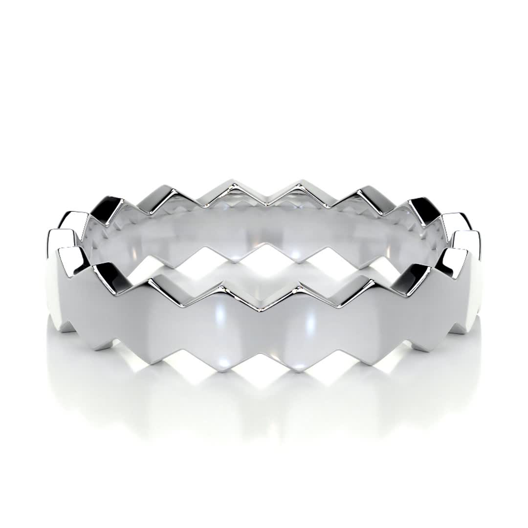 Hexagon Form Polished Finish Classic Men's Band - farrellouise