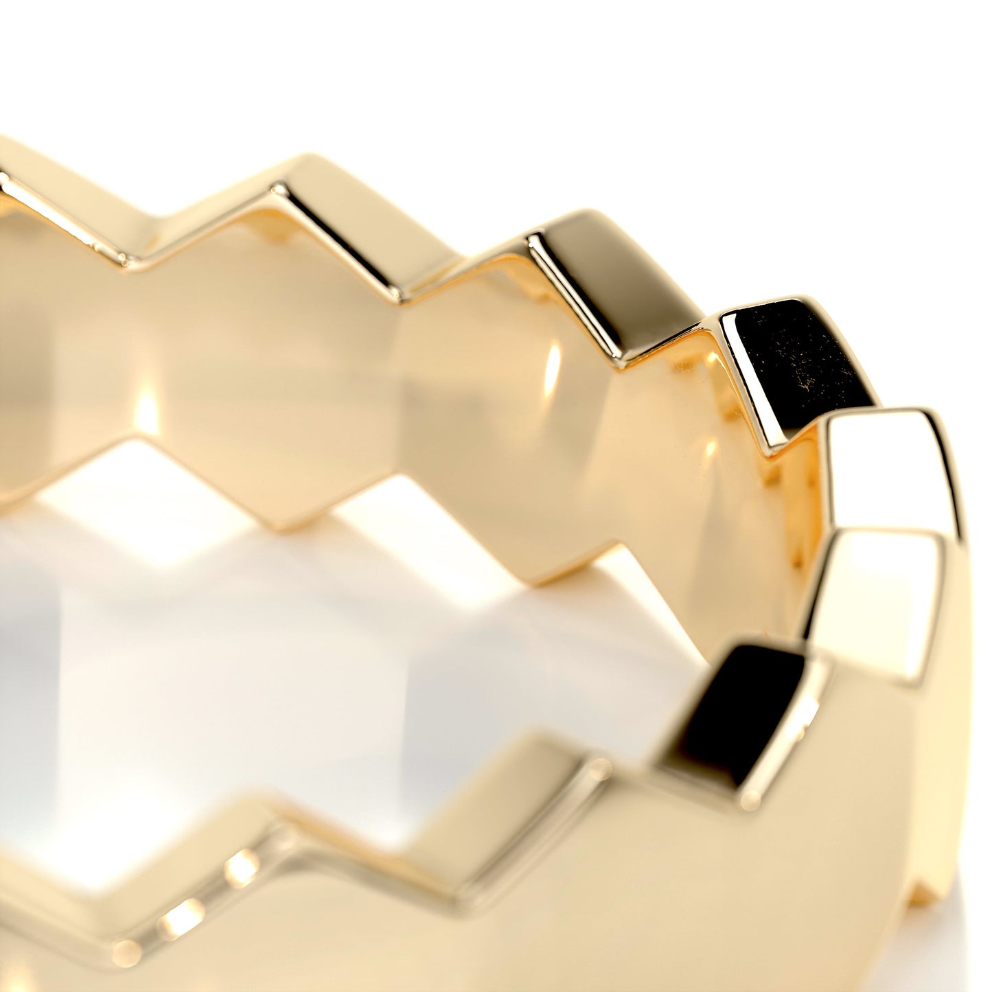 Hexagon Form Polished Finish Classic Men's Band - farrellouise