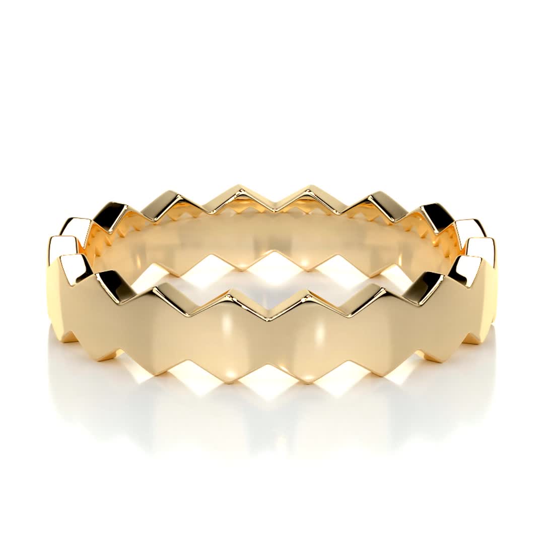Hexagon Form Polished Finish Classic Men's Band - farrellouise