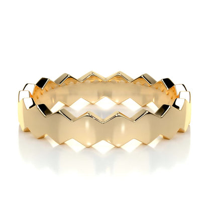 Hexagon Form Polished Finish Classic Men's Band - farrellouise