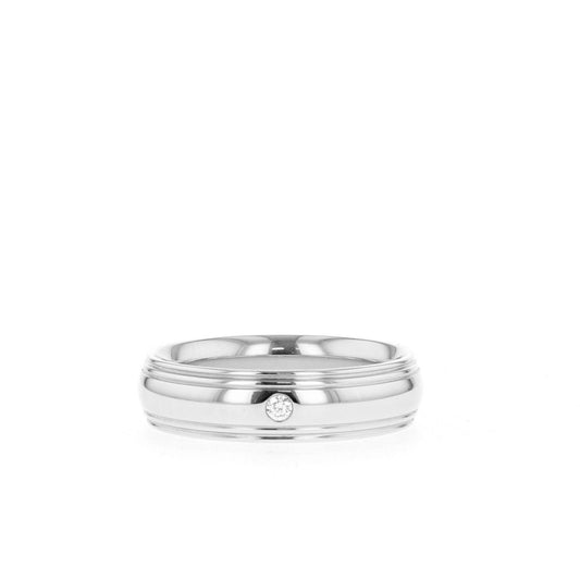 Classic Single Stone Polished Finish Men's Wedding Band - farrellouise