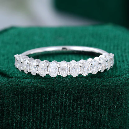 0.80 CT Oval Moissanite Half Eternity Wedding Band - farrellouise
