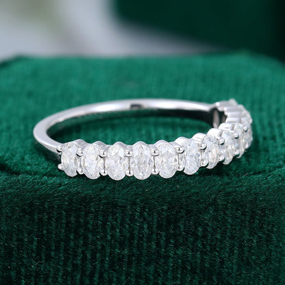 0.80 CT Oval Moissanite Half Eternity Wedding Band - farrellouise