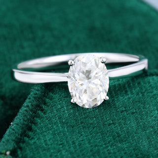 1.33 CT Oval Shaped Moissanite Solitaire Engagement Ring - farrellouise