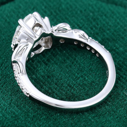 1.0 CT Pear Shaped Moissanite Cluster Engagement Ring - farrellouise