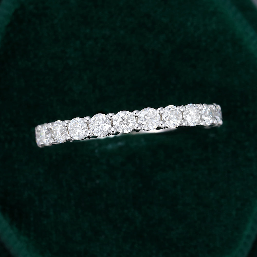 0.78 CT Round Moissanite Half Eternity Wedding Band - farrellouise