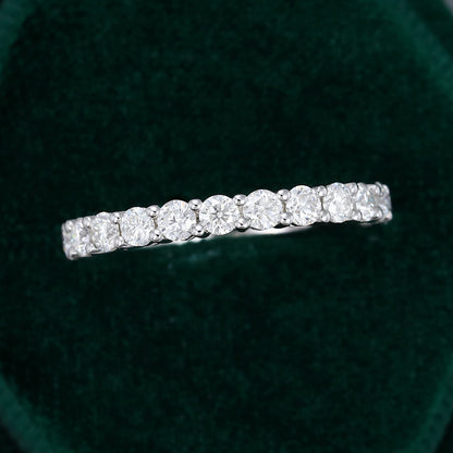 0.78 CT Round Moissanite Half Eternity Wedding Band - farrellouise