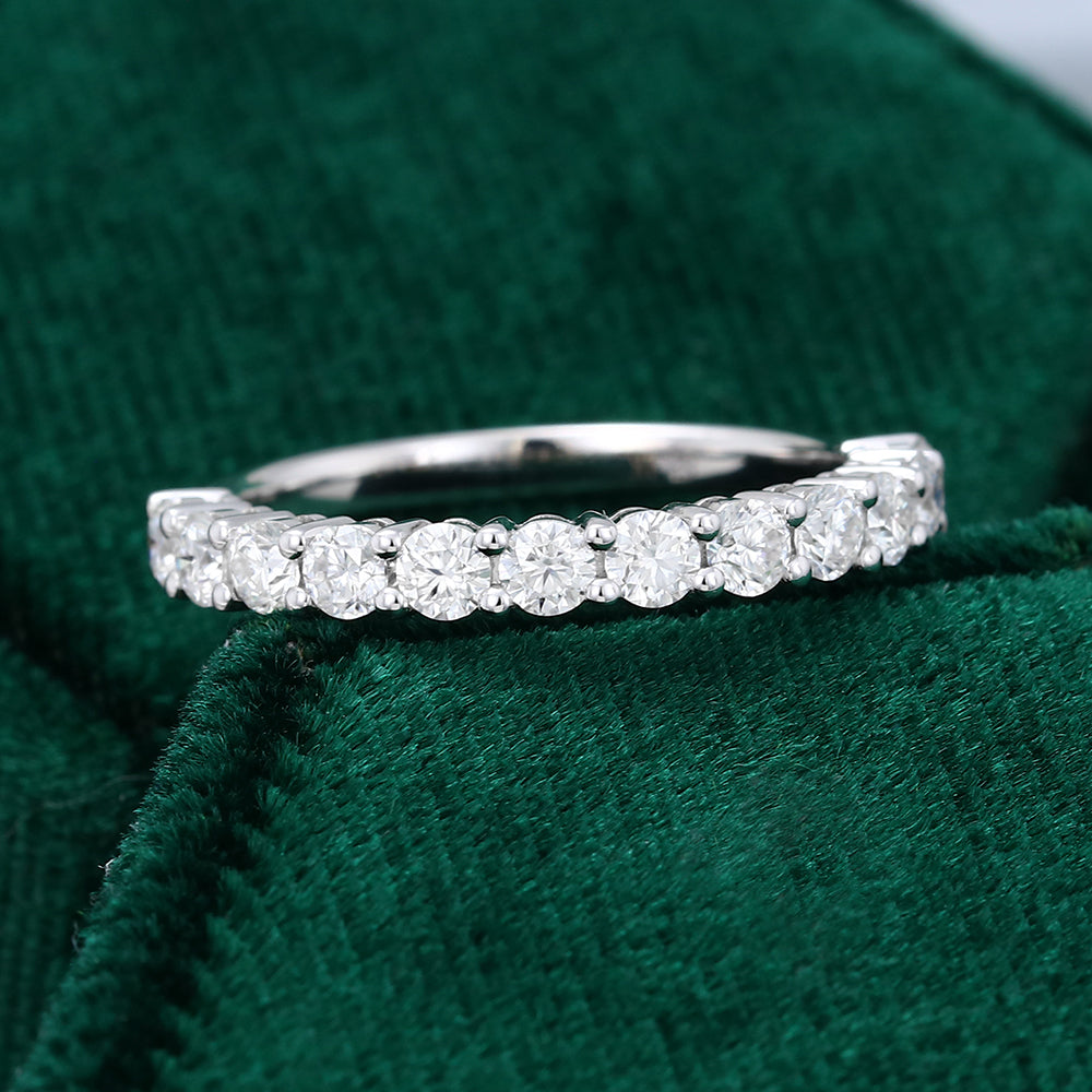 0.78 CT Round Moissanite Half Eternity Wedding Band - farrellouise