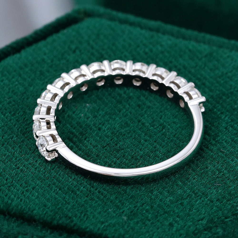 0.78 CT Round Moissanite Half Eternity Wedding Band - farrellouise