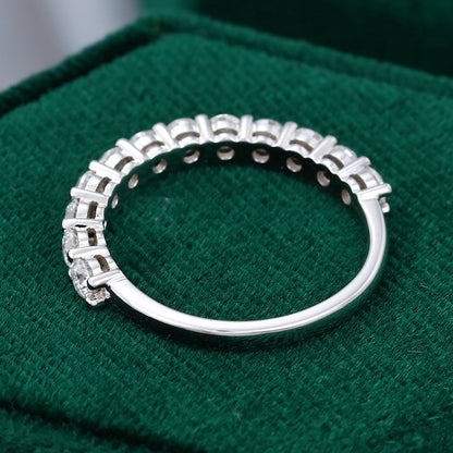 0.78 CT Round Moissanite Half Eternity Wedding Band - farrellouise