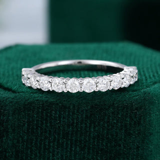 0.78 CT Round Moissanite Half Eternity Wedding Band - farrellouise