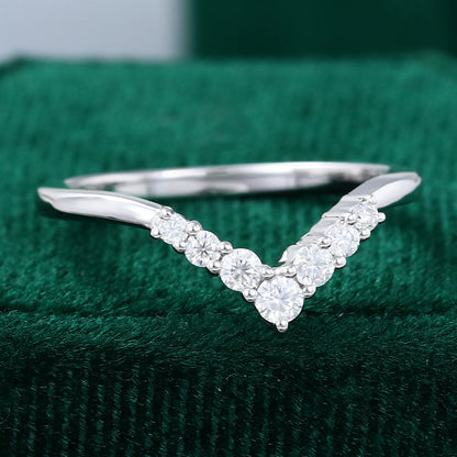 0.20 Round Moissanite Curved Wedding Band - farrellouise
