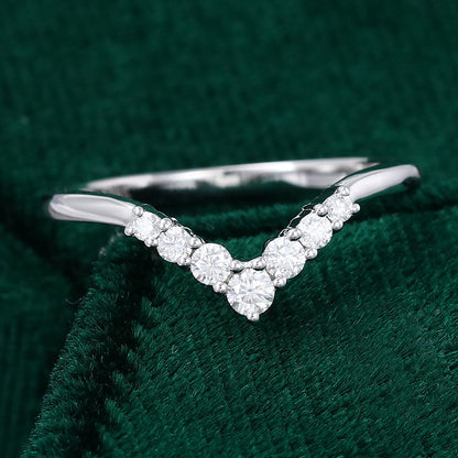 0.20 Round Moissanite Curved Wedding Band - farrellouise