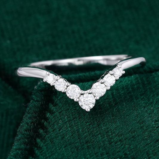 0.20 Round Moissanite Curved Wedding Band - farrellouise