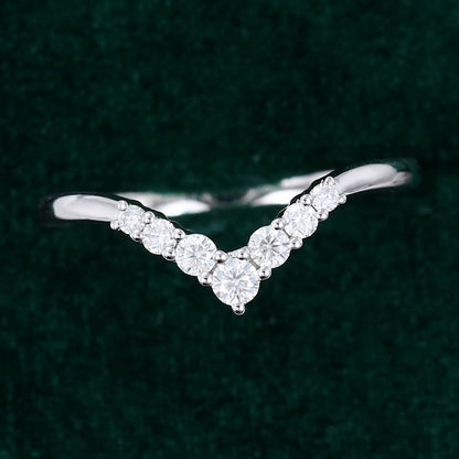 0.20 Round Moissanite Curved Wedding Band - farrellouise