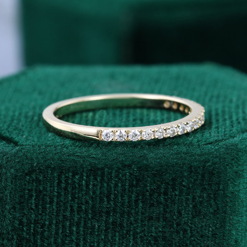 0.25 CT Round Moissanite Half Eternity Wedding Band - farrellouise