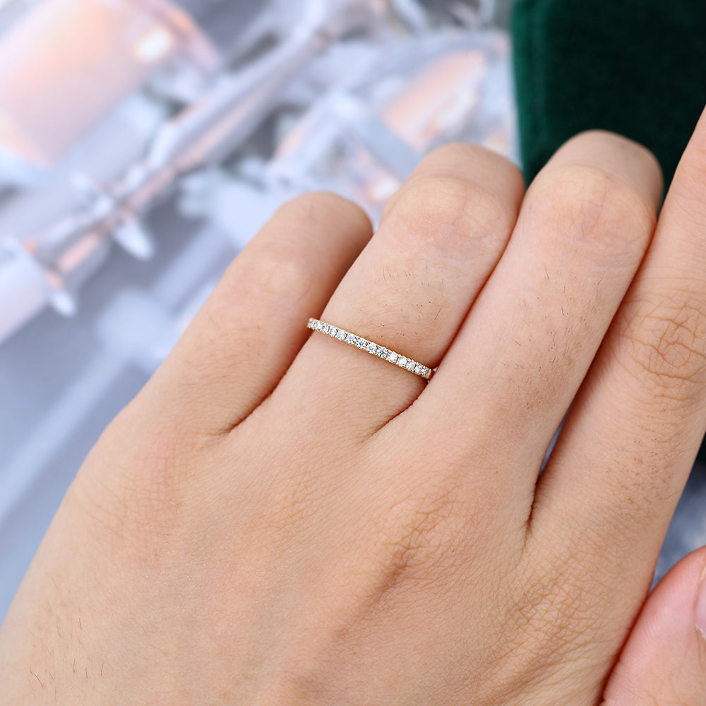 0.25 CT Round Moissanite Half Eternity Wedding Band - farrellouise