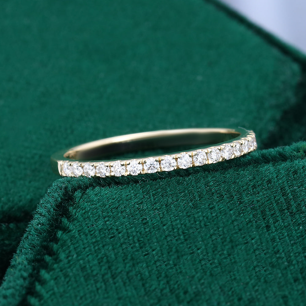 0.25 CT Round Moissanite Half Eternity Wedding Band - farrellouise