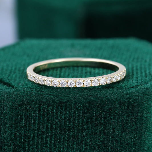 0.25 CT Round Moissanite Half Eternity Wedding Band - farrellouise