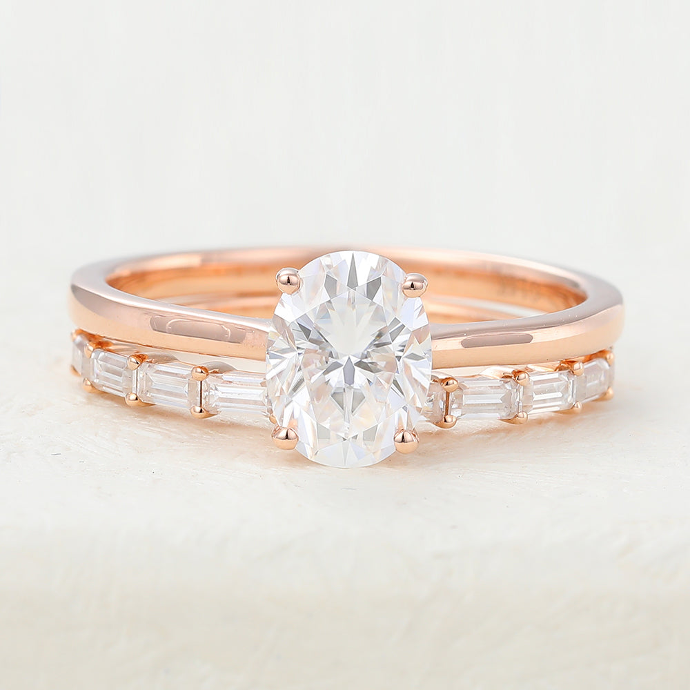 2.0 CT Oval Moissanite Solitaire Bridal Ring Set - farrellouise