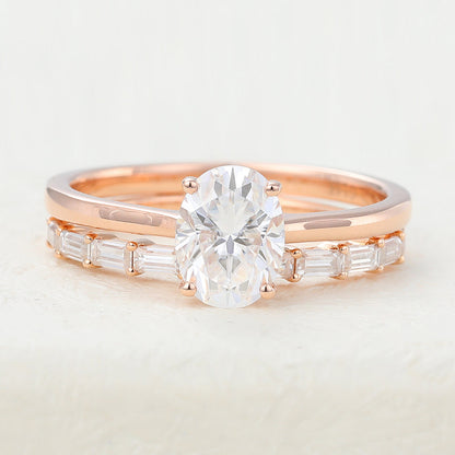 2.0 CT Oval Moissanite Solitaire Bridal Ring Set - farrellouise