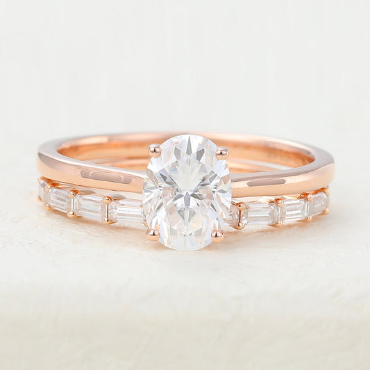 2.0 CT Oval Moissanite Solitaire Bridal Ring Set - farrellouise
