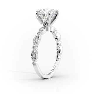 2.0 CT Round Moissanite Milgrain Pave Setting Engagement Ring - farrellouise