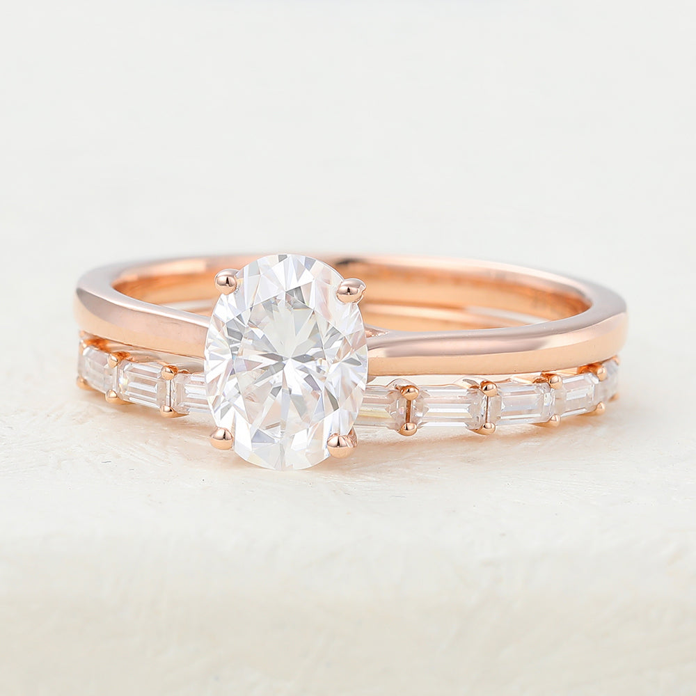 2.0 CT Oval Moissanite Solitaire Bridal Ring Set - farrellouise