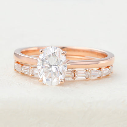 2.0 CT Oval Moissanite Solitaire Bridal Ring Set - farrellouise