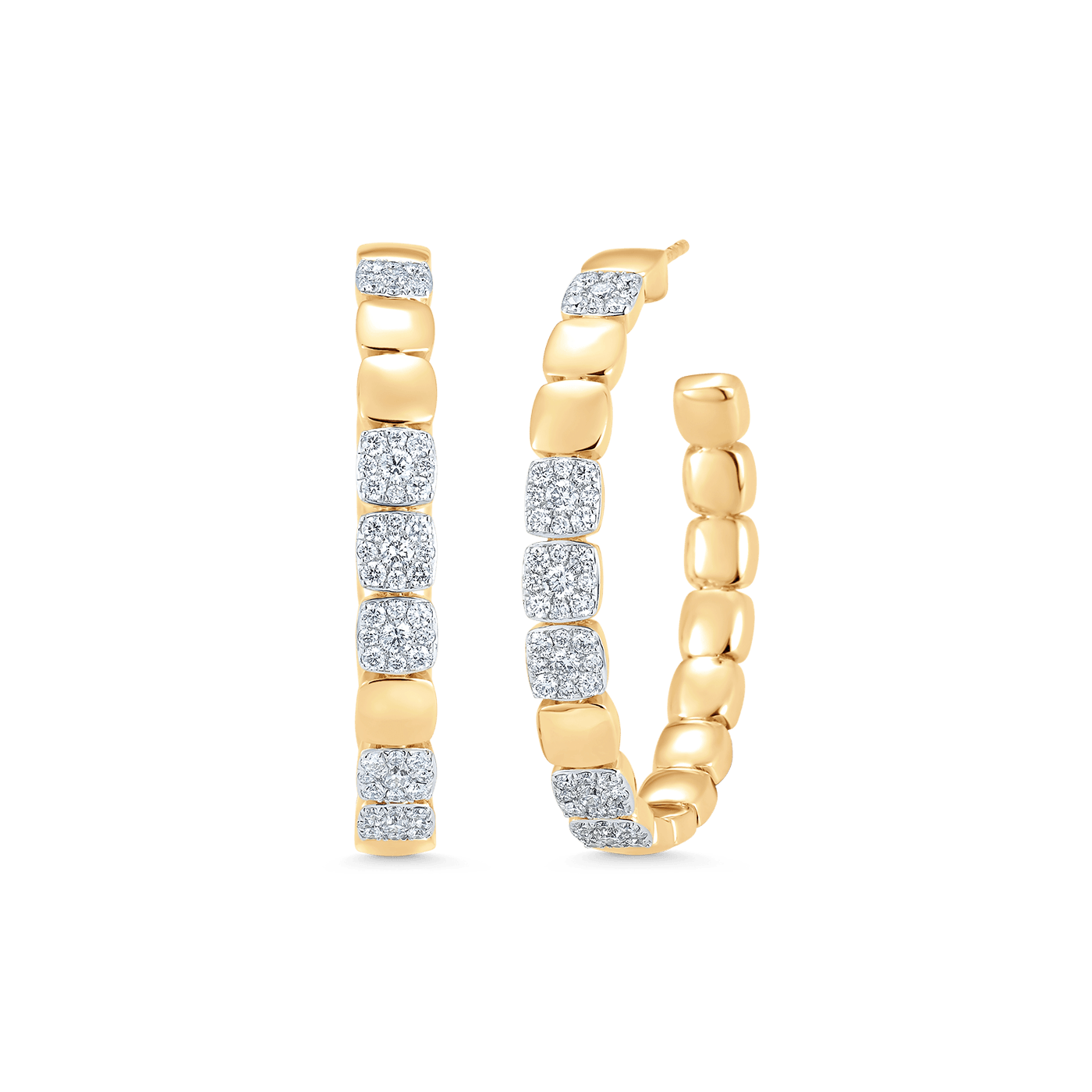 1.21 TCW Round Moissanite Diamond Beaded Hoop Earrings - farrellouise