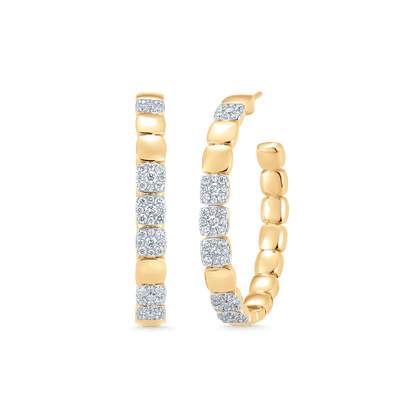 1.21 TCW Round Moissanite Diamond Beaded Hoop Earrings - farrellouise