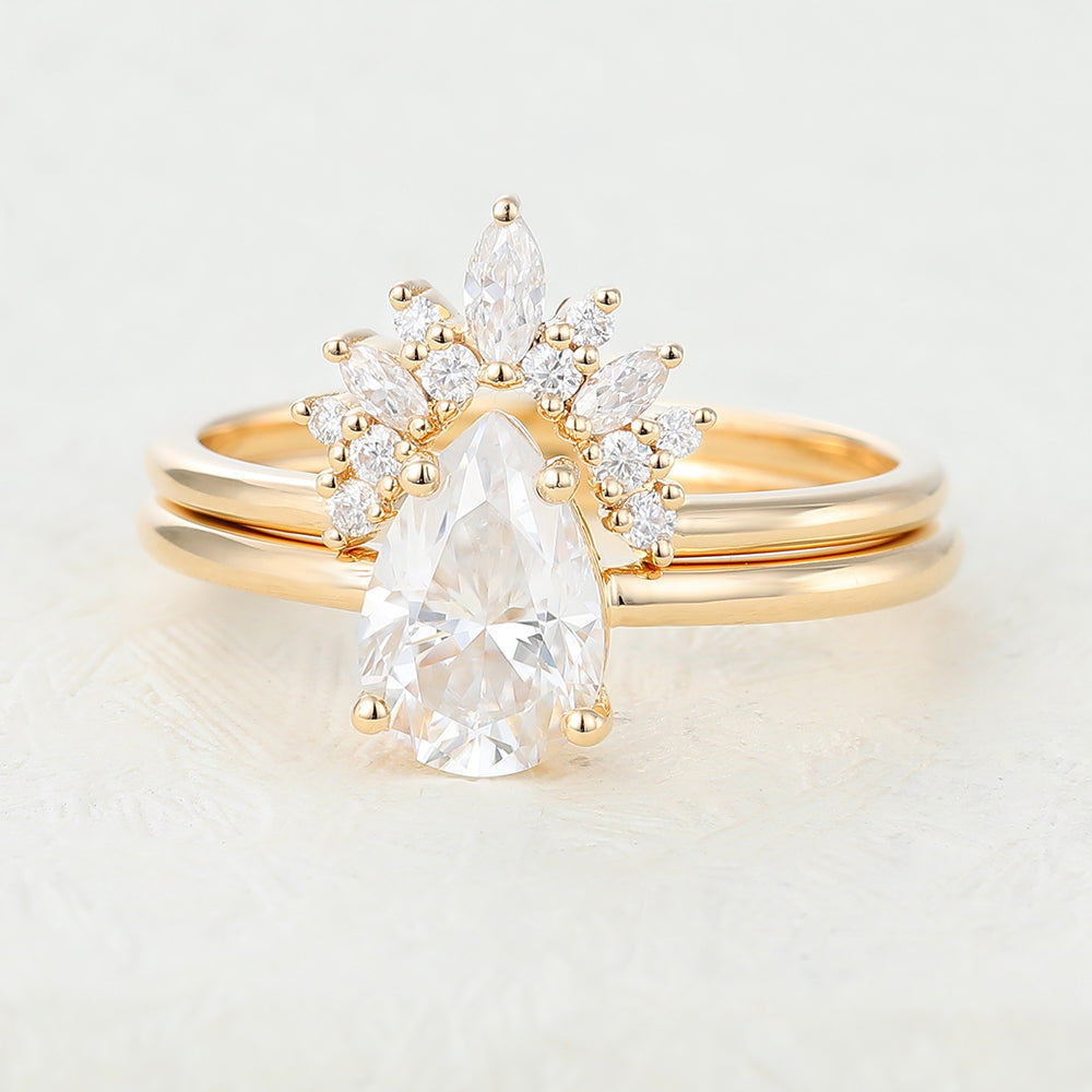1.33 CT Pear Moissanite Solitaire Bridal Ring Set - farrellouise