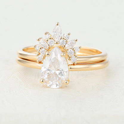 1.33 CT Pear Moissanite Solitaire Bridal Ring Set - farrellouise