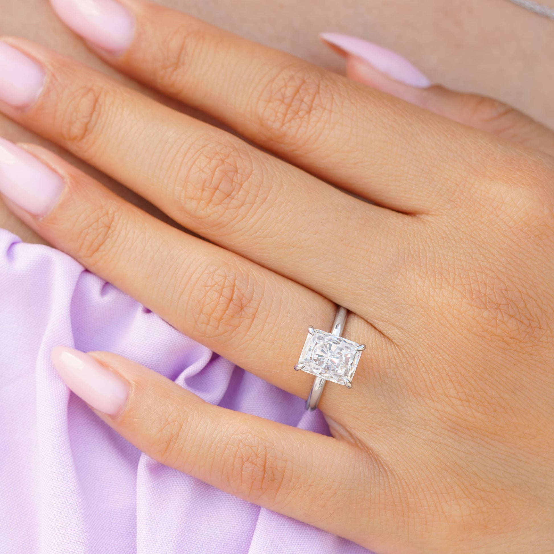 3.0 CT Radiant Moissanite Hidden Halo Engagement Ring - farrellouise