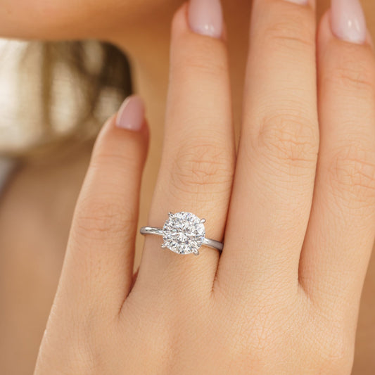 3.0 CT Round Moissanite Hidden Halo Engagement Ring - farrellouise