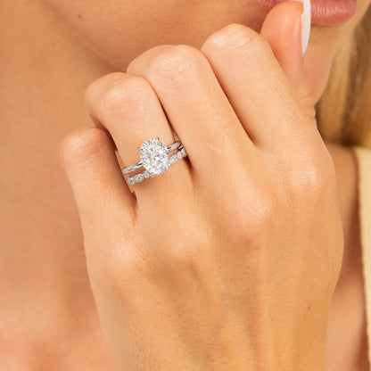 3.0 CT Oval Moissanite Hidden Halo Engagement Ring - farrellouise