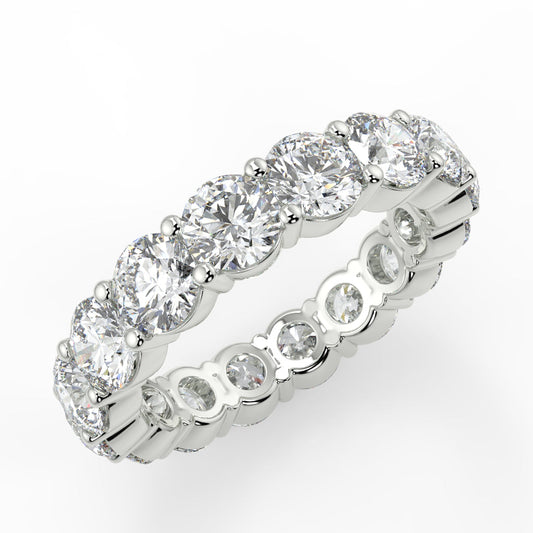 3.84 TCW Round Moissanite Shared Prongs Setting Wedding Band - farrellouise