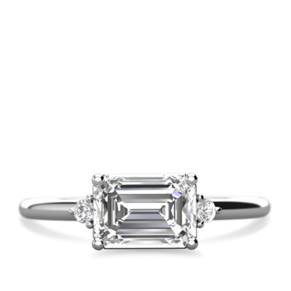 1.50 CT Emerald Moissanite East West Cluster Engagement Ring - farrellouise