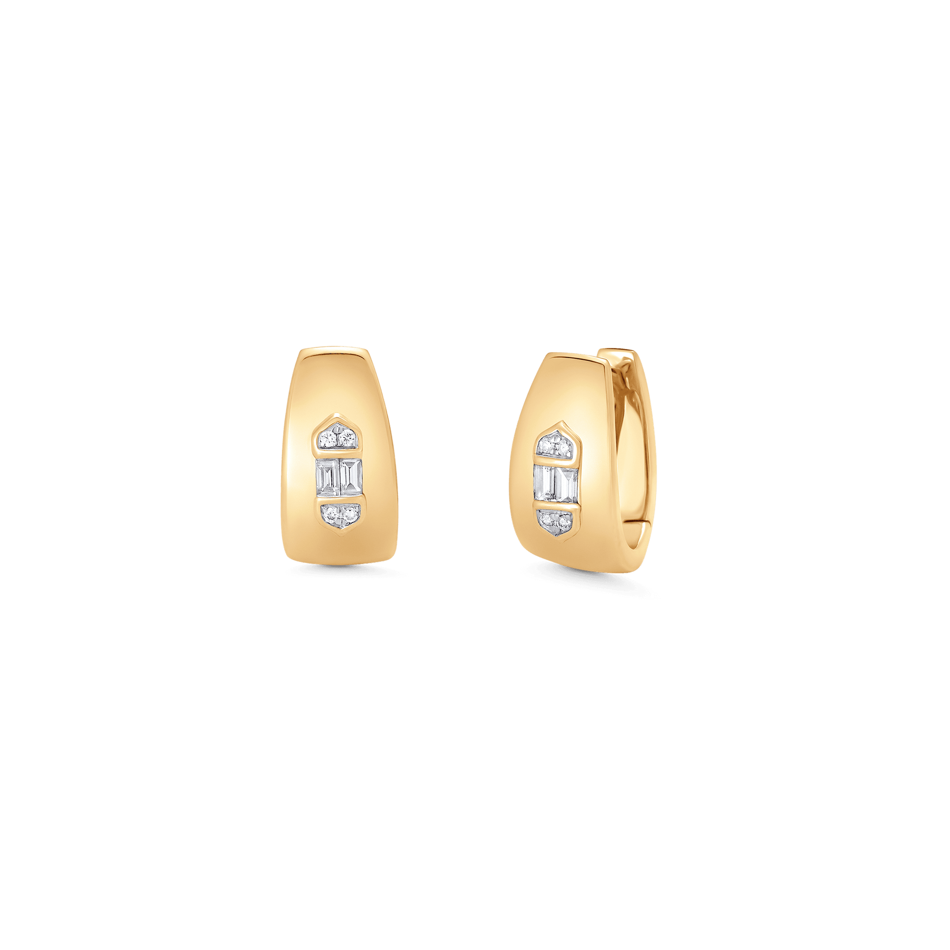 0.17 TCW Round & Baguette Moissanite Diamond Huggie Earrings - farrellouise