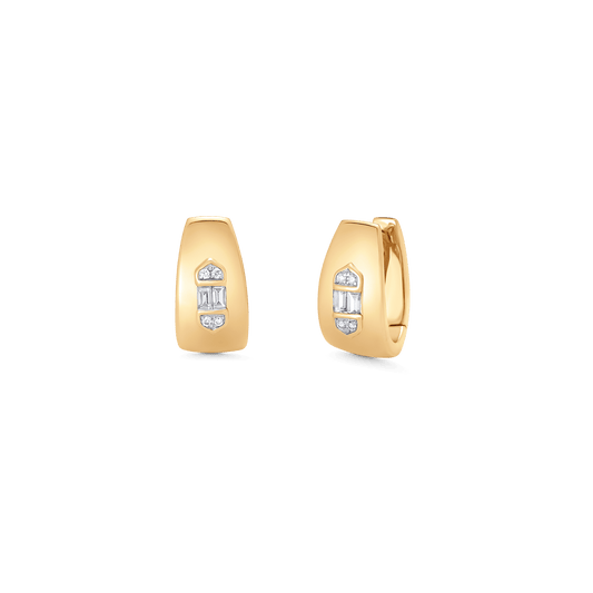 0.17 TCW Round & Baguette Moissanite Diamond Huggie Earrings - farrellouise