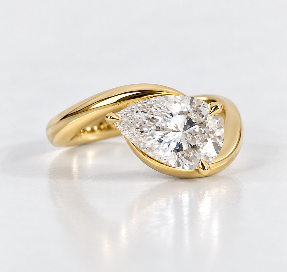 Ayn - Pear Cut Lab Diamond Rapture Solitaire Engagement Ring