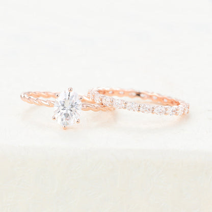 1.33 CT Oval Moissanite Solitaire Bridal Ring Set - farrellouise