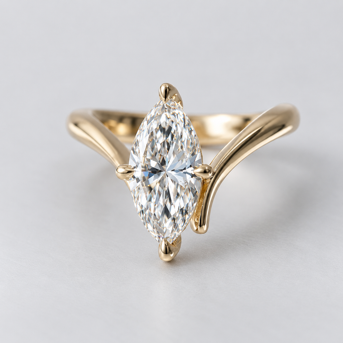 Claire - Marquise Cut Lab Diamond Unique Band Engagement Ring