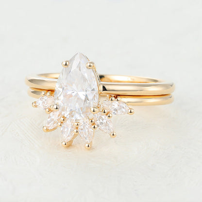 1.50 CT Pear Moissanite Solitaire Bridal Ring Set - farrellouise