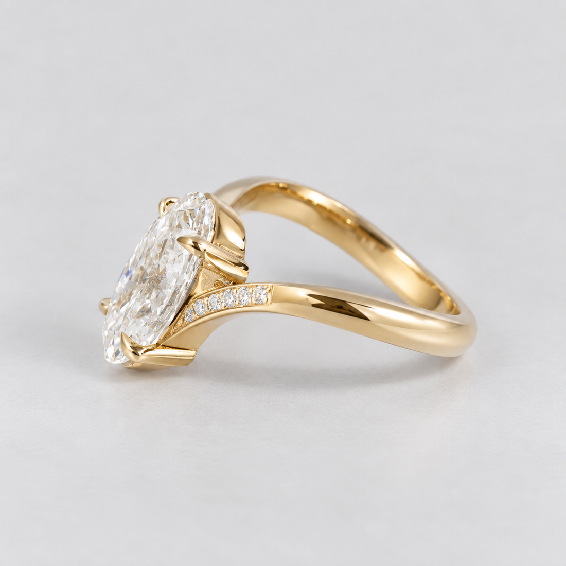 Deborah - Moval Cut Lab Diamond Semi Pave Engagement Ring
