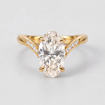 Deborah - Moval Cut Lab Diamond Semi Pave Engagement Ring